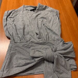 Silver Wrap Top with Bow Detail
